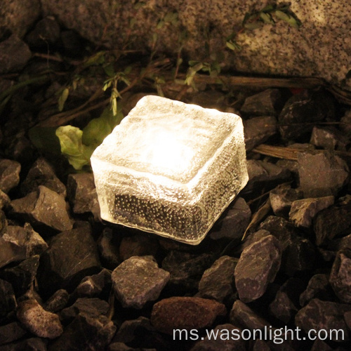 Wason Outdoor Garden Solar Glass Brick Light Waterproof Led Square Solar Ice Floor Tile Buried Light Ice Cube Rocks Garden Light